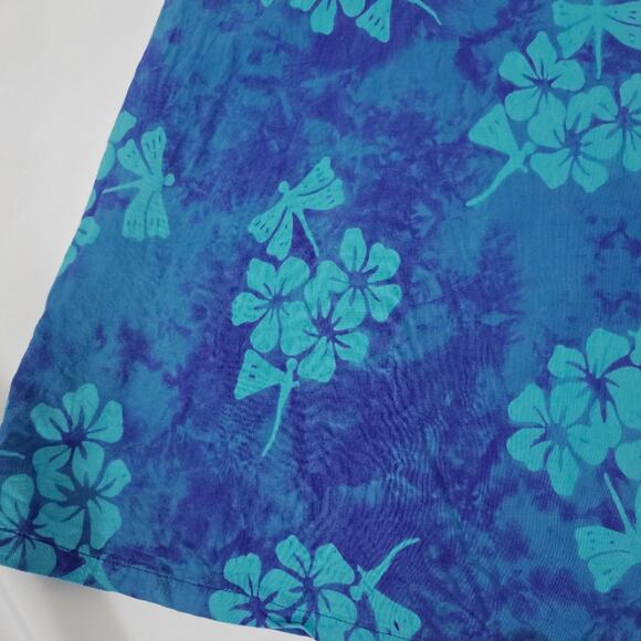 Pineapple Cove Vintage Blue Floral Sundress Hawaiian Tropical Print Coastal M - Picture 10 of 11